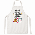 White apron featuring Mom Turns Snacks Into Happiness