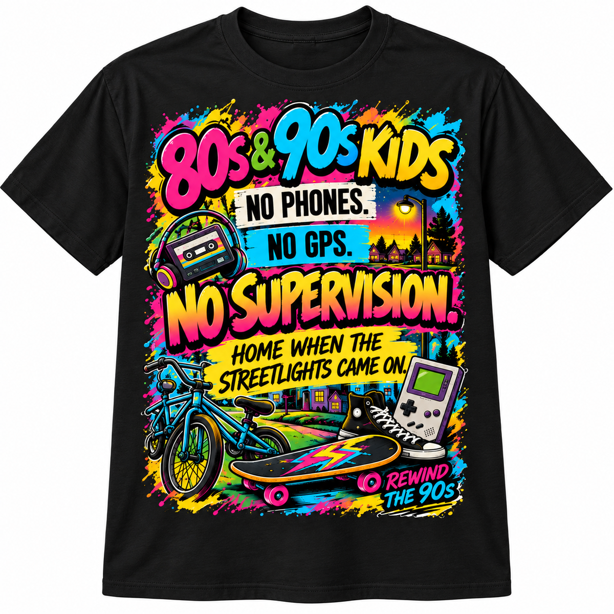 80s & 90s Kids – No Supervision Retro Nostalgia T-Shirt