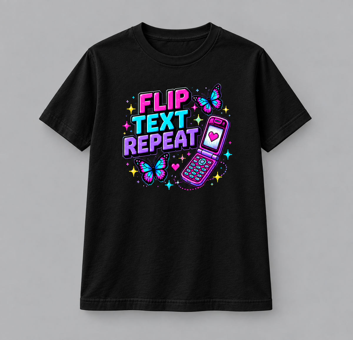 Flip Text Energy – Y2K Retro Graphic Tee