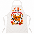 White apron with Pie Fixes Everything Thanksgiving design
