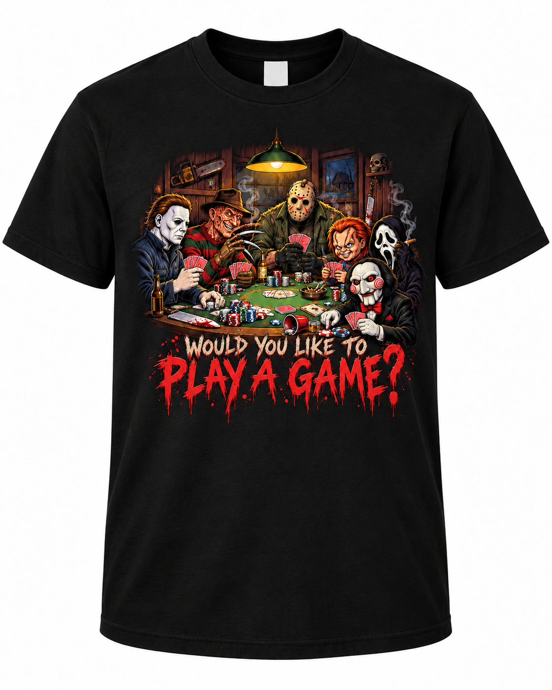Would You Like to Play a Game? – Retro Horror Graphic T-Shirt