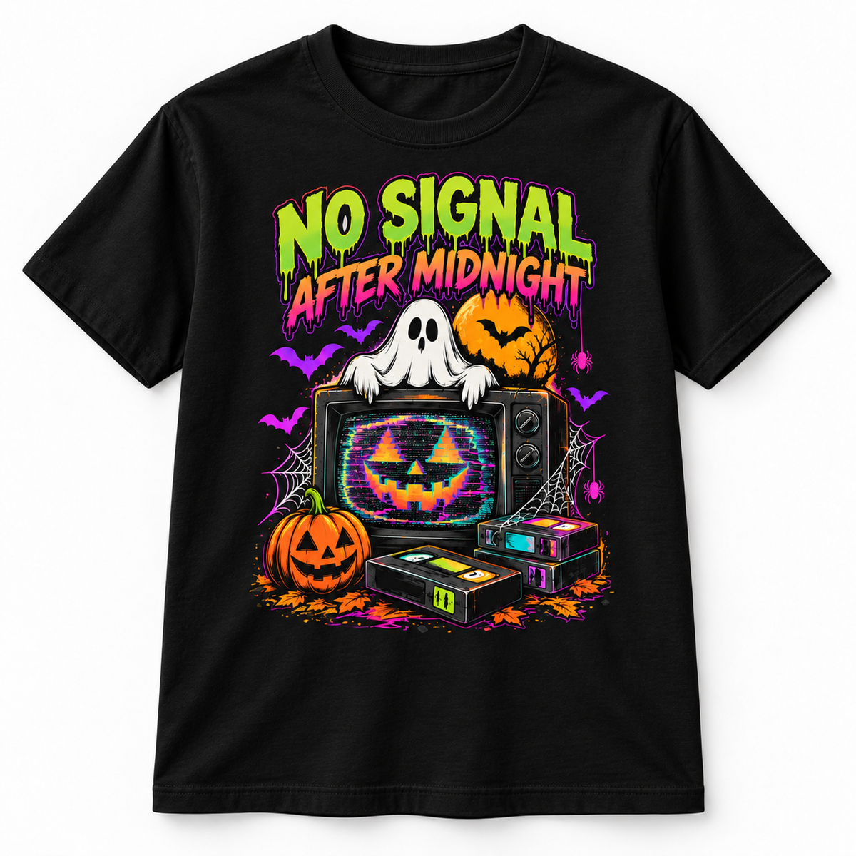 No Signal After Midnight Retro Halloween T-Shirt