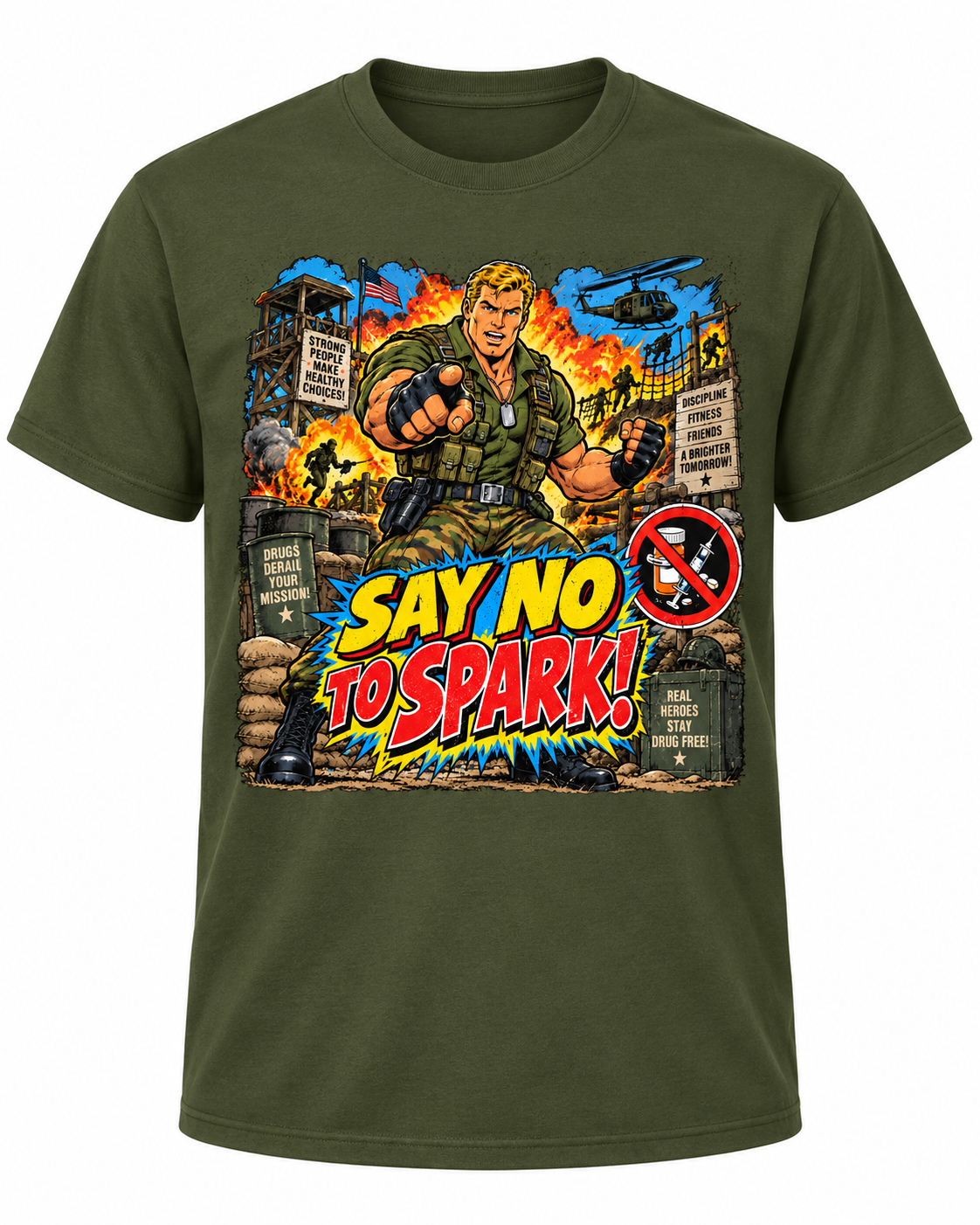 Say No to Spark! Retro 80s/90s Cartoon Action Graphic Tee – Vintage Throwback Shirt