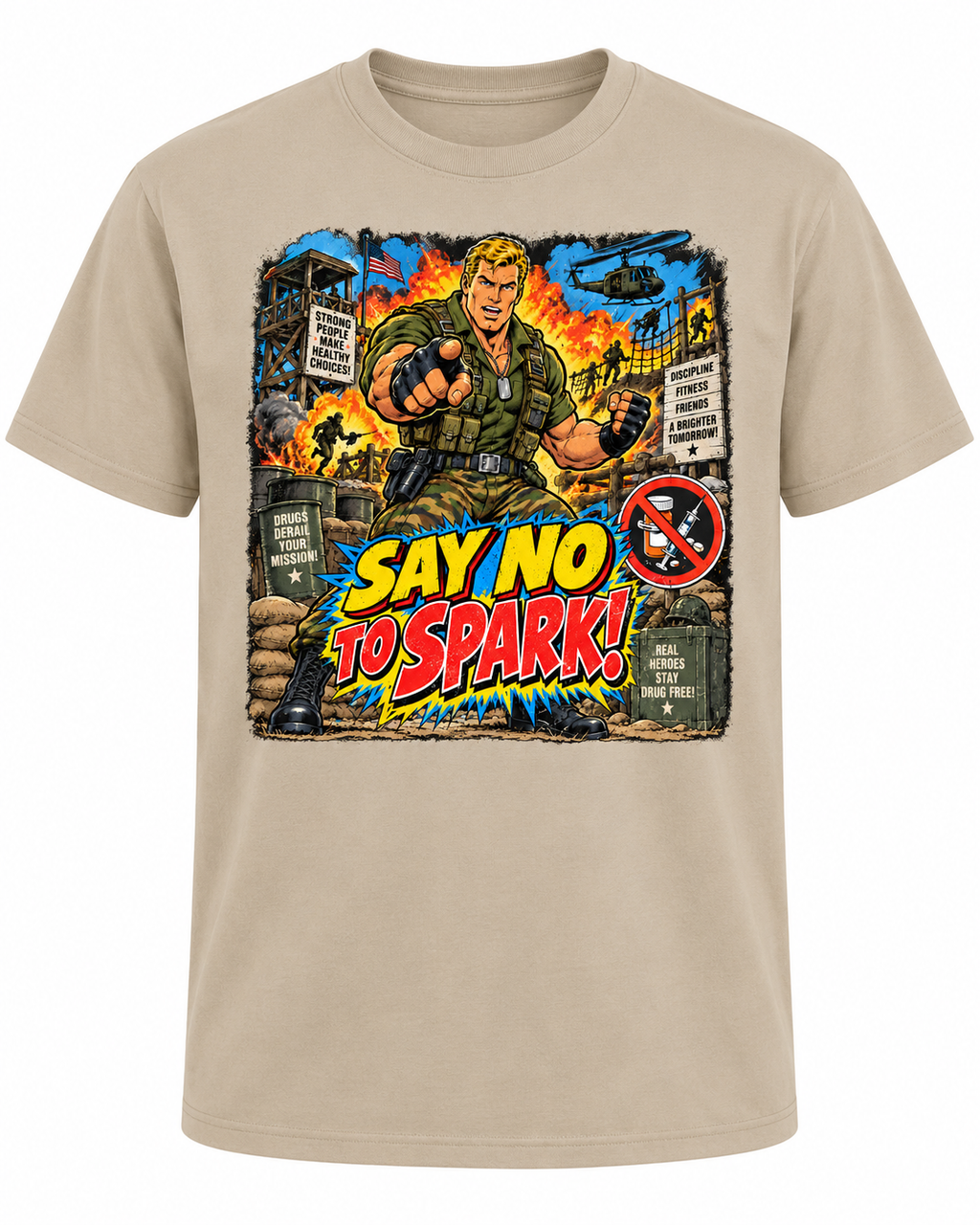 Say No to Spark! Retro 80s/90s Cartoon Action Graphic Tee – Vintage Throwback Shirt