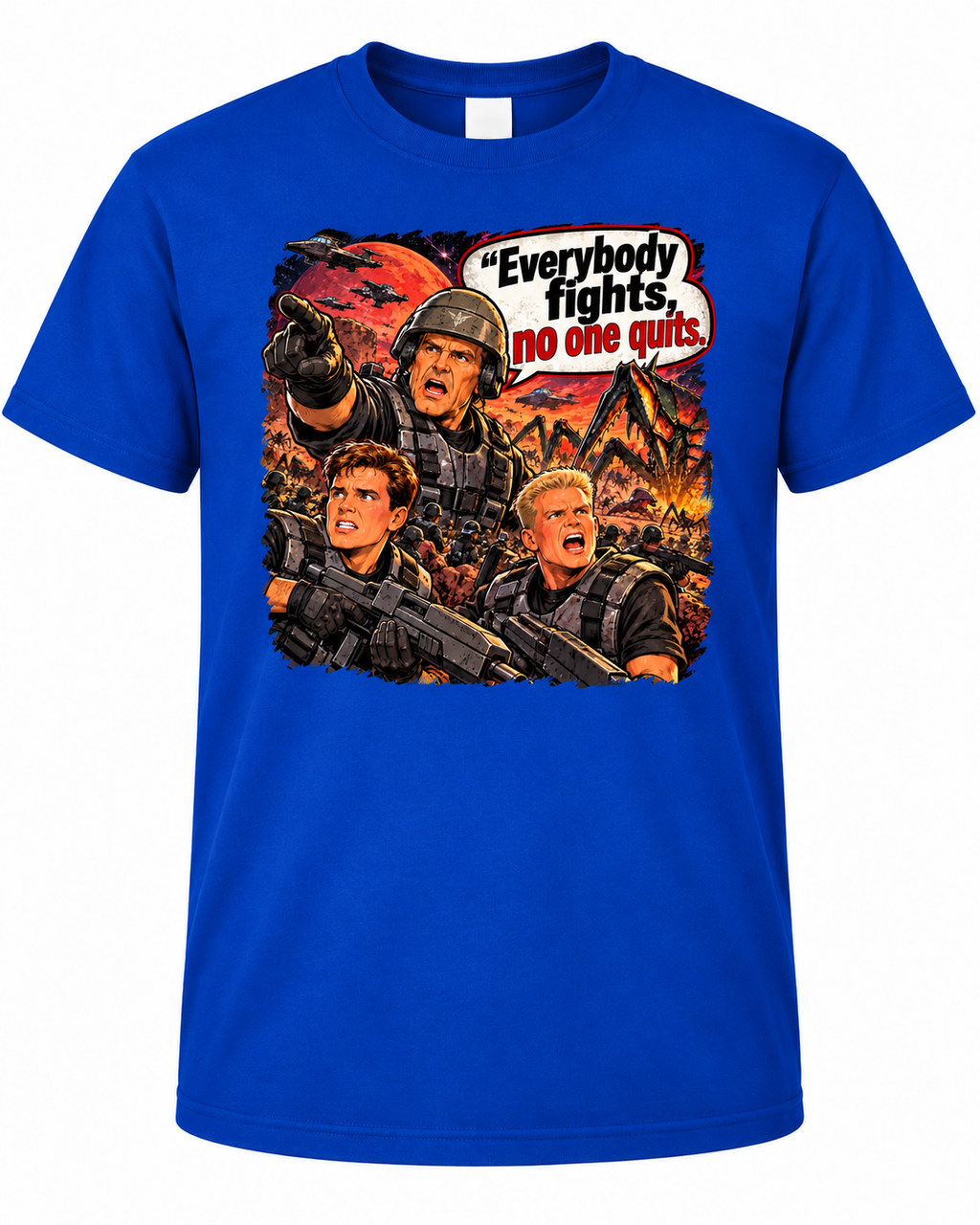 Everybody Fights, No One Quits Retro 90s Sci‑Fi Action Graphic Tee
