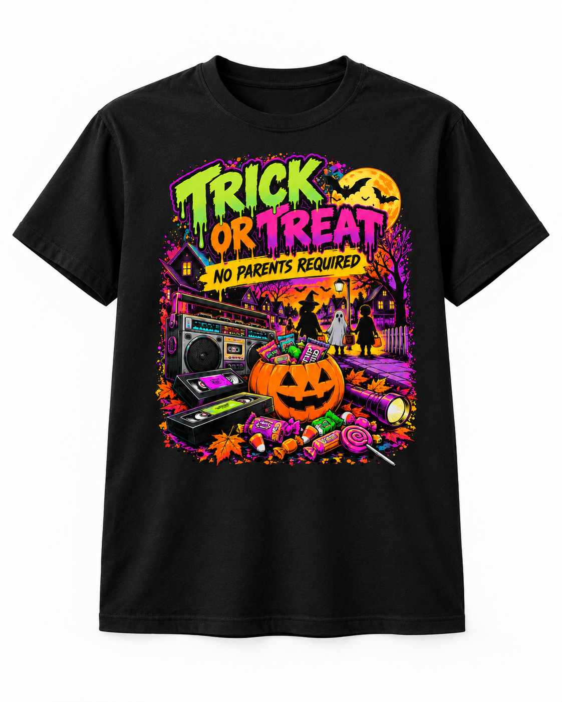 Trick or Treat Retro 90s Halloween T-Shirt